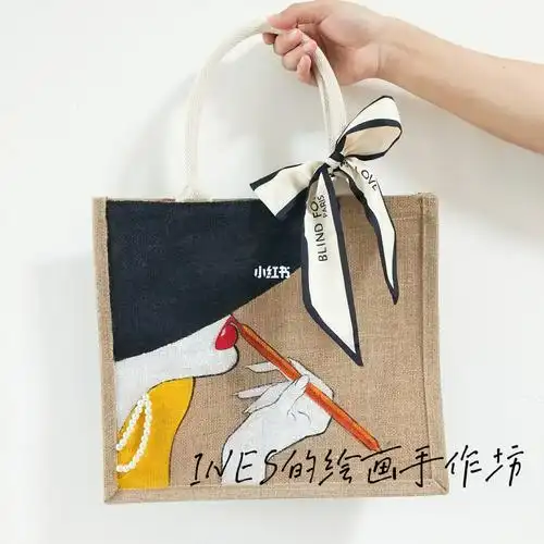 无印良品麻袋包手绘改造中哦_手绘_无印良品怎么样_临摹_油画_绘画
