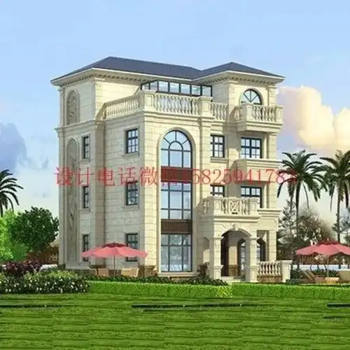 农村三层半自建房客厅复式弧形楼梯