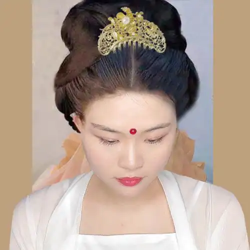 唐朝仕女发髻发梳发冠大菊枝梳子发簪古风头饰发饰