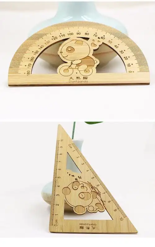 创意竹制品纪念套尺可爱卡通文创镂空雕刻熊猫木制尺子工艺品文具