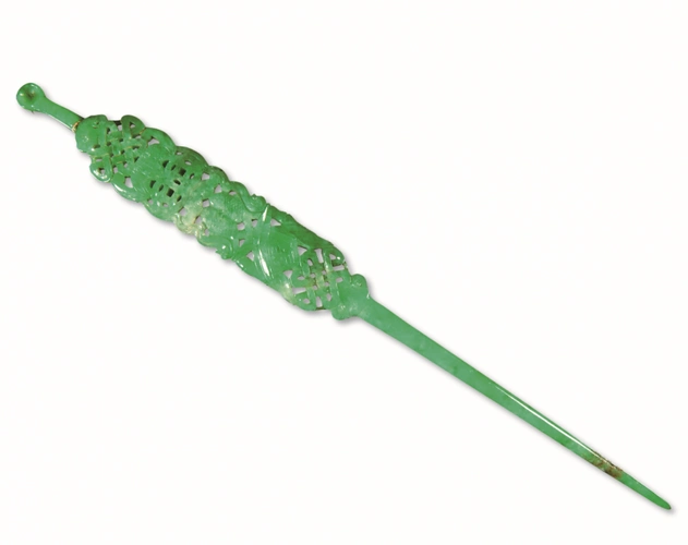 清 翡翠镂空双钱鱼纹簪 北京故宫博物院馆藏
