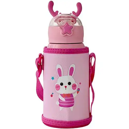 儿童鹿角保温杯带吸管316不锈钢两用水杯幼儿园宝宝女男可爱水壶