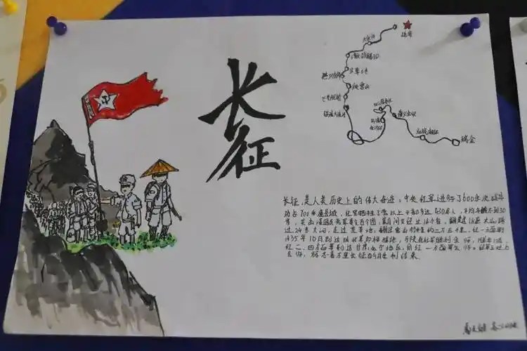 赓续红色基因,尚品书院学校高二年级组织"定格长征记忆"手抄报活动_杨