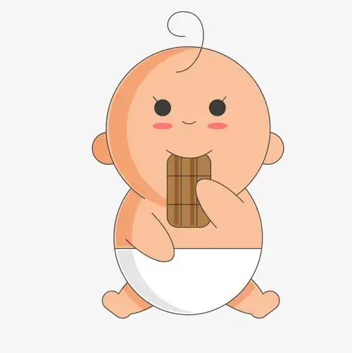 卡通吃巧克力的婴儿