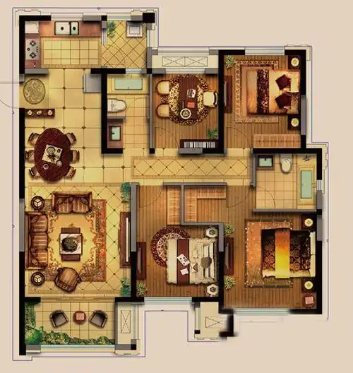 金科中心 四室两厅两卫137平米 中式风格