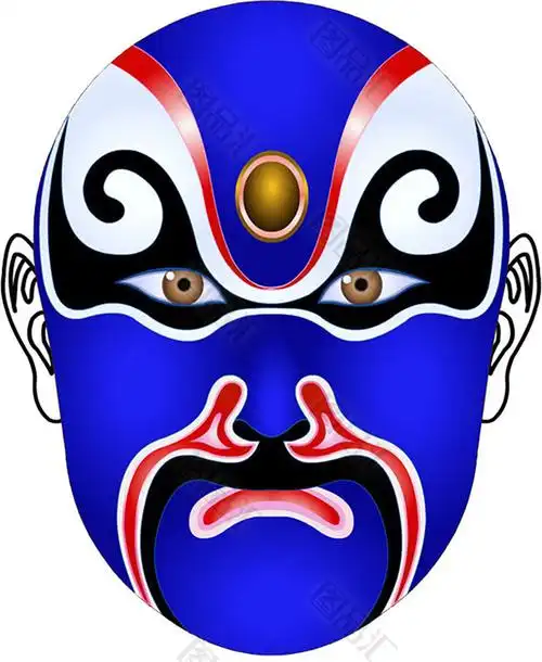蓝色脸谱素材