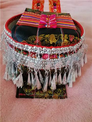 云南傣族新平花腰傣手工制作鸡枞帽斗笠搭配头饰帽子舞蹈道具