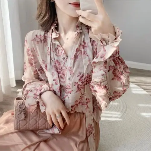 长袖雪纺衫花色衬衣搭配|长袖雪纺衫花色衬衣穿搭|长袖雪纺衫花色衬衣