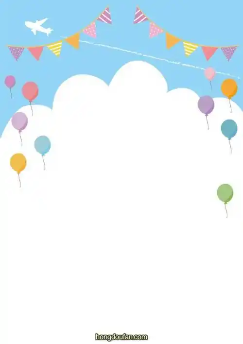 带有蓝天气球飞机的空白作文背景图片下载