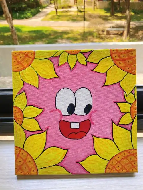 儿童丙烯画海绵宝宝