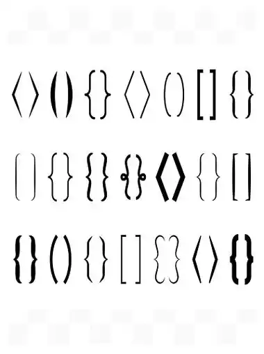 文字括号花括号,方括号和角括号消息的括号标点符号形状矢量 i> i>书