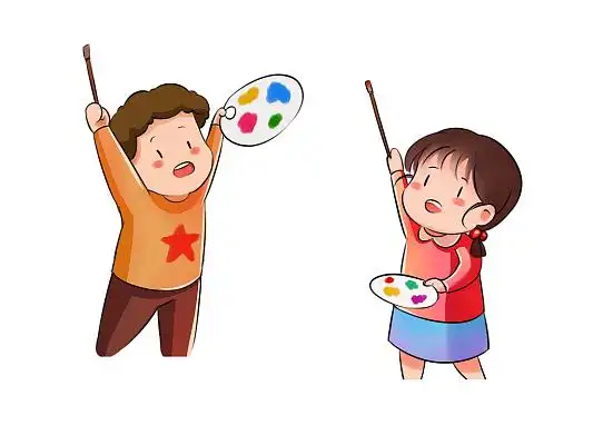 彩色手绘卡通儿童绘画画画美术培训假期班元素png素材