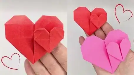 教你折纸心心相印,这个组合爱心手工也太好看了,折一个送给ta