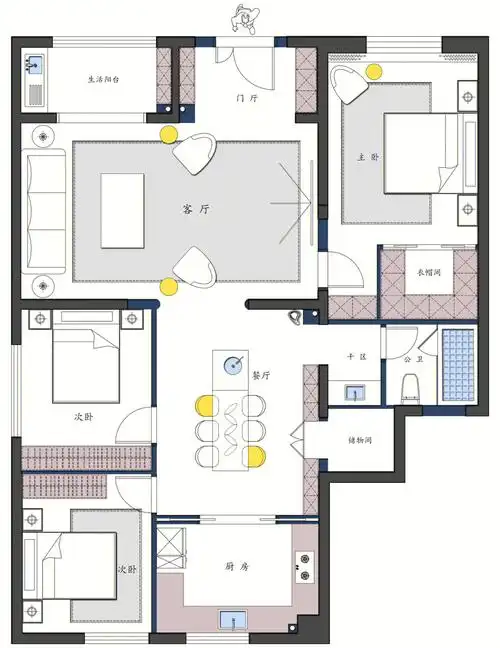 130平方平层一楼户型改造优化设计