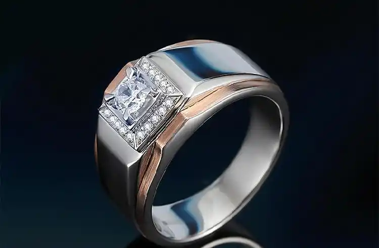 18k金/pt950铂金钻戒 钻石男戒 结婚求婚情侣订婚男士白金戒指 铂金