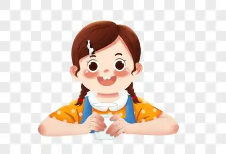 沏奶喝牛奶的女孩素材