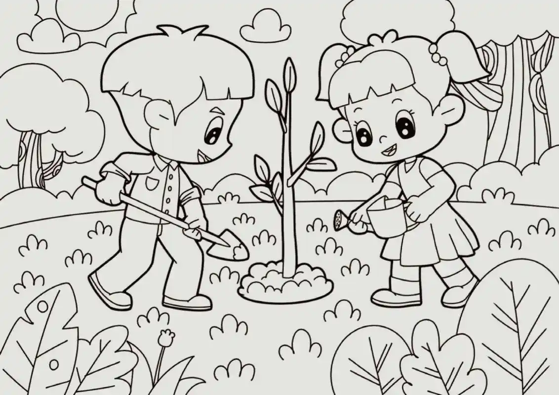 儿童主题画——植树