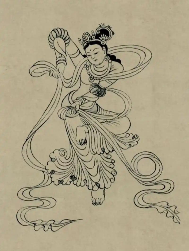 莫高窟飞天线稿 1.莫高窟144窟 2.莫高窟145窟 3.莫高窟145窟 4.