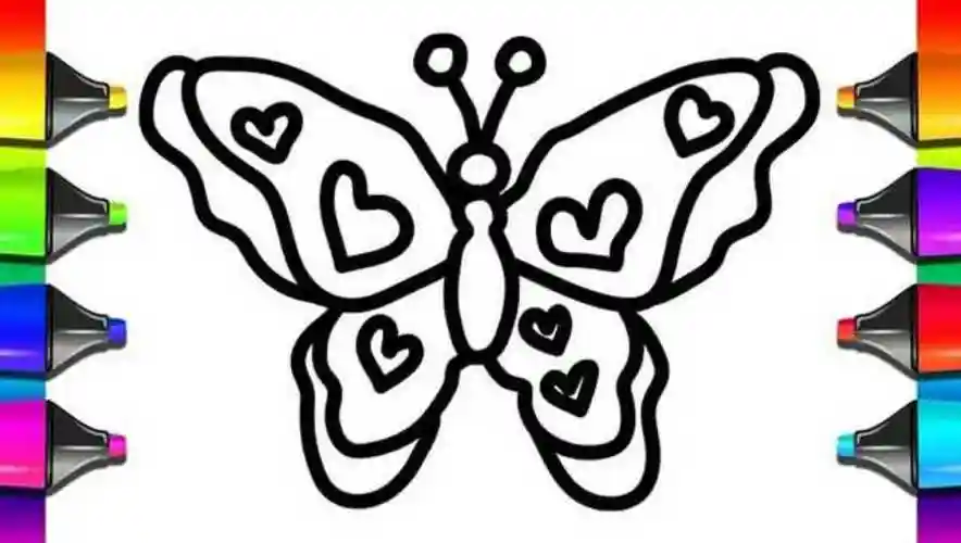 亲子简笔画爱心彩虹蝴蝶舞涂颜色右脑开发