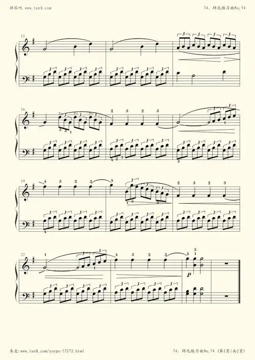 钢琴谱 - 74,拜厄练习曲no.