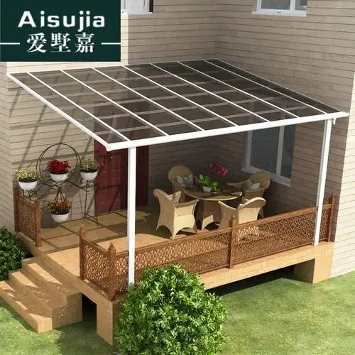 雨棚铝合金雨棚遮阳棚pc耐力板阳台户外庭院遮阳棚别墅露台遮雨棚