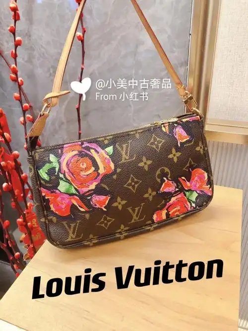 世面不常见的lv限量款玫瑰花麻将包
