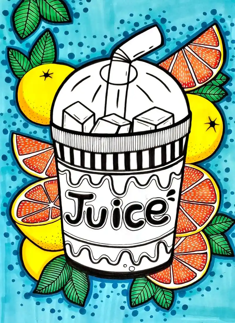 创意线描画‖果汁饮料.#简笔画 #手绘 #线描 #一起学画画 - 抖音