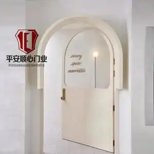 定制北欧半圆拱形平开门地中海田园厨房卫生间实木异形门实木定制