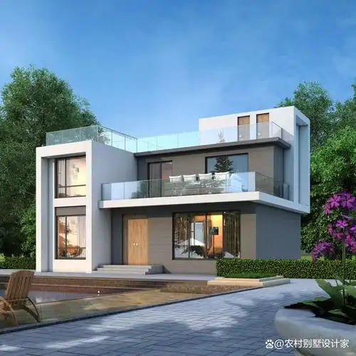 7款二层现代风格别墅推荐,适合农村自建,平屋顶,简单易施工