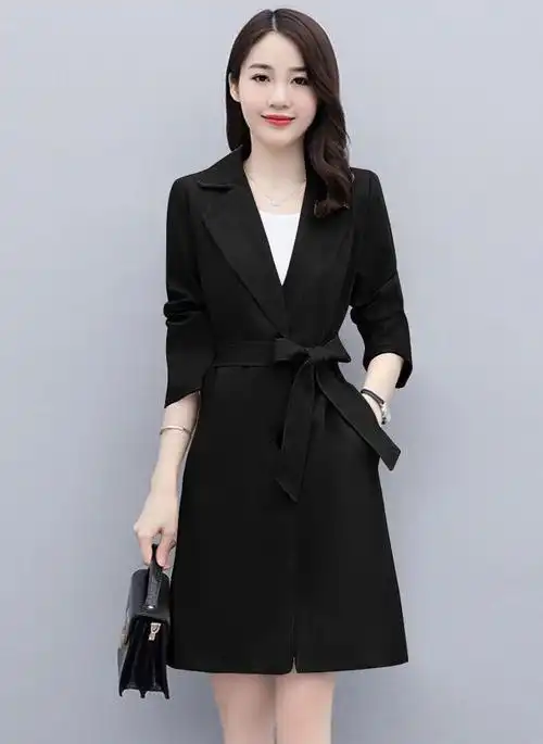 风衣女士高端韩版大衣春秋年新款气质时尚中长款英伦风外套 hs-916