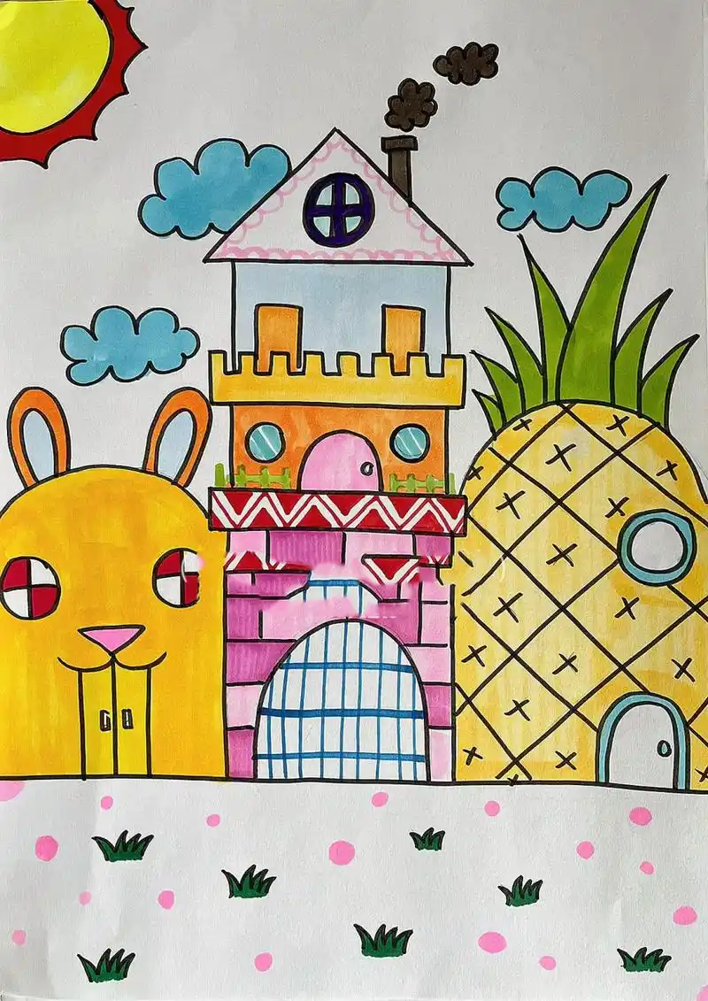 儿童创意画——城堡(附步骤) 五彩斑斓的世界 美丽的城堡