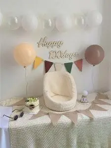 百天照布置装饰拍照ins风森系木质宝宝百日宴100天生日背景墙道具