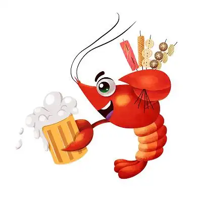 可爱小龙虾夏天吃烧烤图