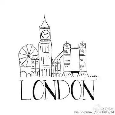 英国伦敦海德公园简笔画