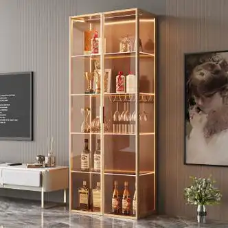 arsmundi轻奢酒柜客厅靠墙可定制铝合金玻璃门隔断乐高茶叶展示柜