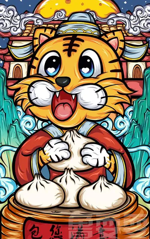 国潮插画《虎》