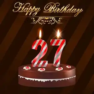 27 年生日蛋糕和蜡烛,硬 27 岁生日-矢量 eps10照片