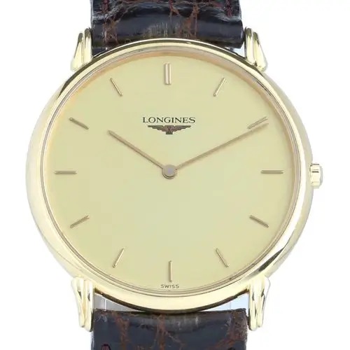 [华测][9.0新]浪琴longines 18k黄金石英中性表18de16234