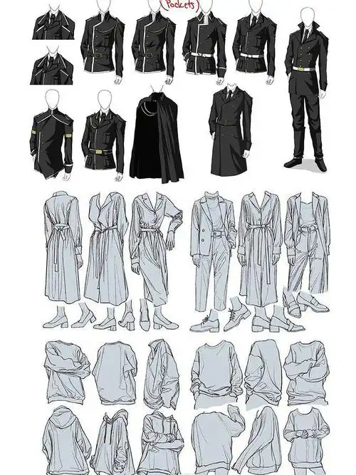 各种风格的男生服装画法