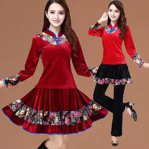 透气舒适广场舞服装金丝绒新款套装女秋冬长袖跳舞蹈演出服有运费险