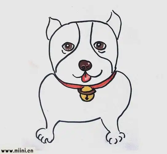威武的恶霸犬简笔画步骤教程