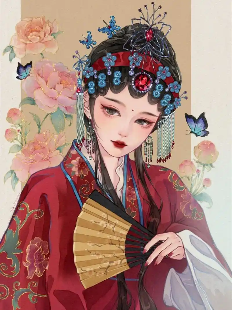 国风|戏曲扮相女生上色步骤分解分享 昨晚直播实在画不