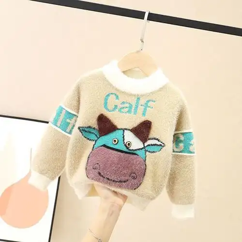 毛衣男女童套头婴打底衫小宝宝针织毛衣秋冬款洋气卡通线衣_花花牛