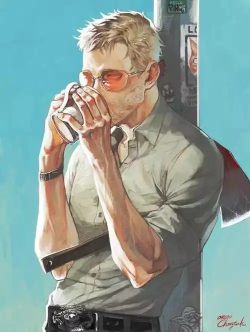 韩国插画师chongtak笔下的硬汉大叔行走的荷尔蒙