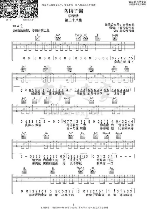 乌梅子酱吉他谱吉他专家编配-1