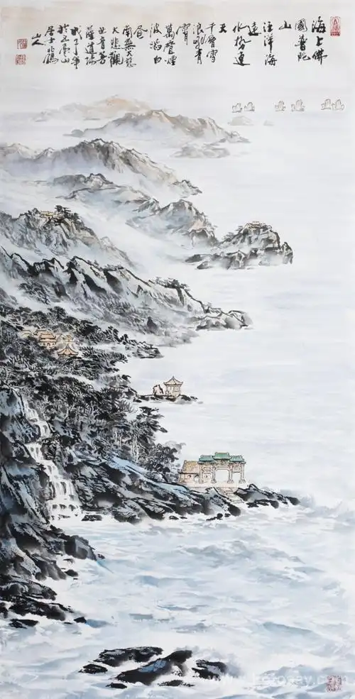 汤余铭 国画 佛国普陀山-汤余铭山水画一-艺术名人的画廊-绘画-图说
