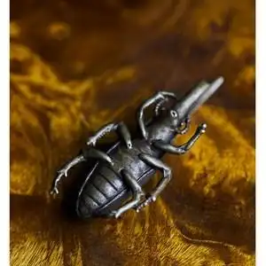 高档实心黄铜摆件铜独角仙老水牛小摆件昆虫铜虫子茶宠茶道装奢华