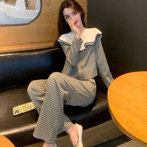 格子两件套 【上衣 裤子】 s