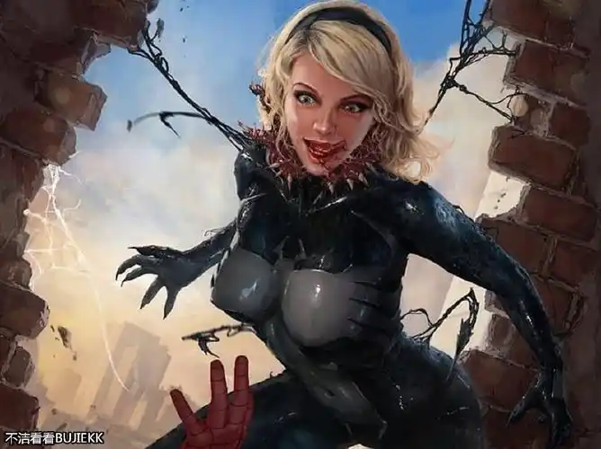 分享4张女版"毒液"概念图,遇到这样的尤物你会逃吗?