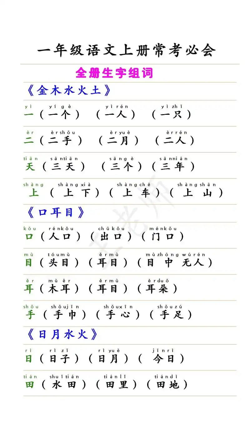 一年级语文上册生字组词#一年级#新知创作人 #图文热点来了 - 抖音